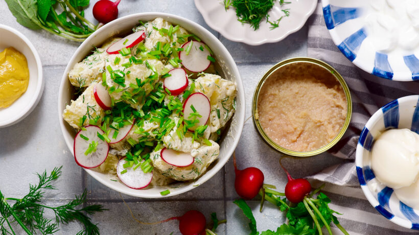 КАРТОФЕЛЬНЫЙ САЛАТ С ИКРОЙ МИНТАЯ